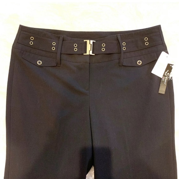 NWT SHARAGANO Black Belted Dress Pants - Picture 2 of 4
